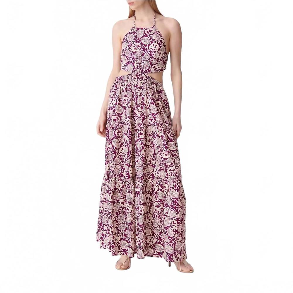 NEW VANESSABRUNO costa robe lounge maxi dress in plum